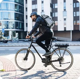 A man riding a bicycle