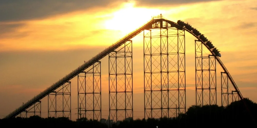 Rollercoaster at sunset