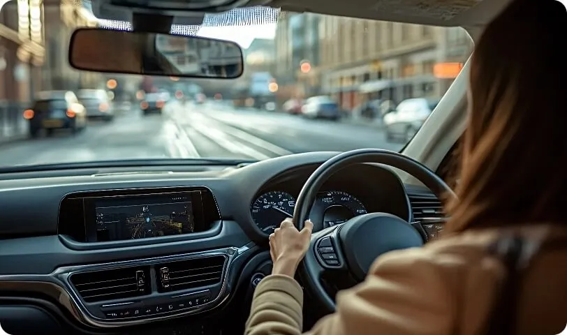 Woman driving a car